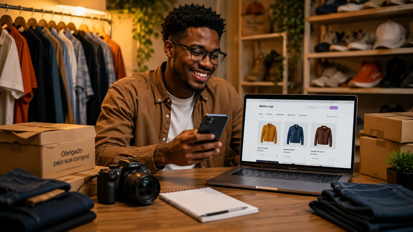 Empreendedor a gerir loja online