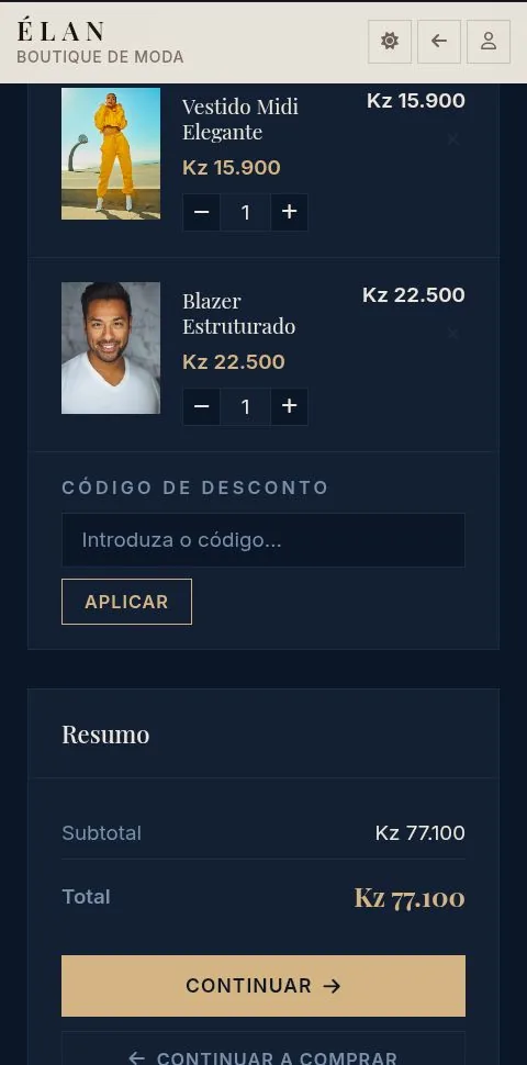Loja ÉLAN carrinho